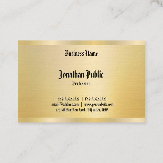 Elegant Faux Gold  Sjabloon Klassieke tekst Visitekaartje (Achterkant)