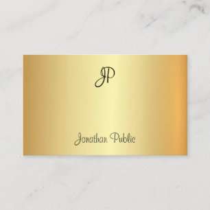 Elegant Faux Gold Sjabloon Monogram Handgeschreven Visitekaartje
