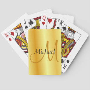 Elegant Faux Gold-Sjabloon voor aangepast Initiaal Pokerkaarten