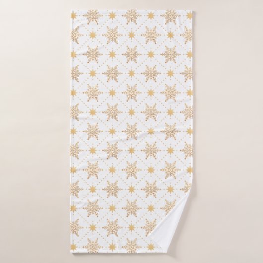 Elegant Faux Gold Snowflakes kerspatroon Badhanddoek (Badhanddoek)