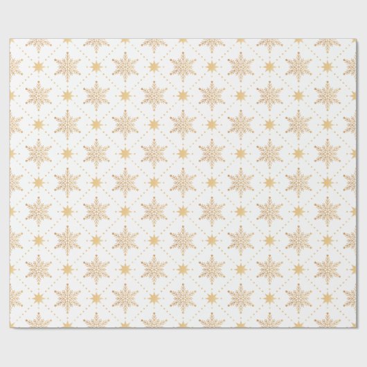 Elegant Faux Gold Snowflakes kerspatroon Cadeaupapier (Vlak)