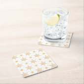 Elegant Faux Gold Snowflakes kerspatroon Kartonnen Onderzetters (Insitu)