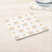 Elegant Faux Gold Snowflakes kerspatroon Kartonnen Onderzetters (Schuin)