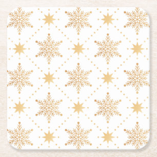Elegant Faux Gold Snowflakes kerspatroon Kartonnen Onderzetters