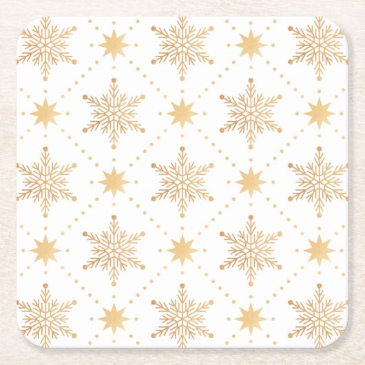 Elegant Faux Gold Snowflakes kerspatroon Kartonnen Onderzetters (Voorkant)