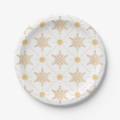 Elegant Faux Gold Snowflakes kerspatroon Papieren Bordje (Voorkant)