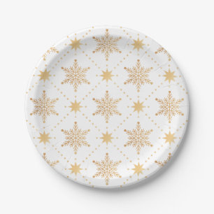 Elegant Faux Gold Snowflakes kerspatroon Papieren Bordje