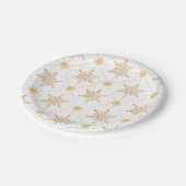 Elegant Faux Gold Snowflakes kerspatroon Papieren Bordje (Gekanteld)
