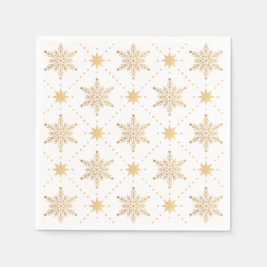 Elegant Faux Gold Snowflakes kerspatroon Servet (Voorkant)