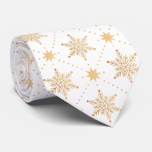 Elegant Faux Gold Snowflakes kerspatroon Stropdas (Opgerold)