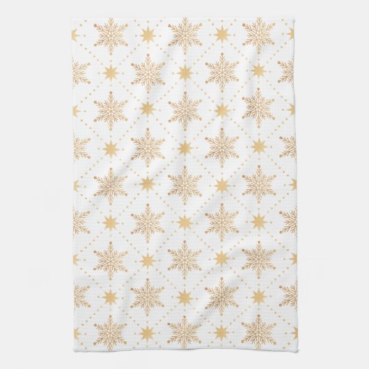 Elegant Faux Gold Snowflakes kerspatroon Theedoek (Verticaal)