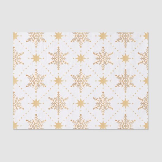 Elegant Faux Gold Snowflakes kerspatroon Tissuepapier (Voorkant)