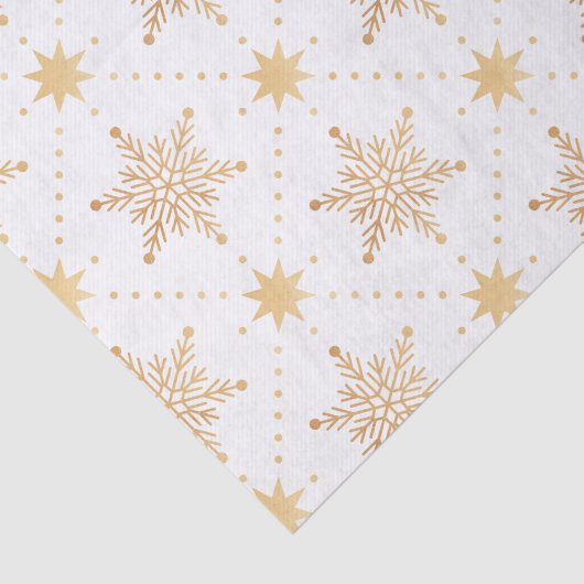 Elegant Faux Gold Snowflakes kerspatroon Tissuepapier (Detail)