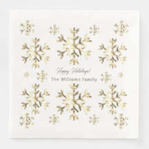 Elegant Faux Gold Snowflakes kerstmis Napkins