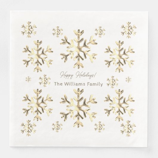 Elegant Faux Gold Snowflakes kerstmis Napkins Servet (Voorkant)