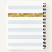Elegant FAUX Gold Stripe met roze rozen en naam Notitieboek (Achterkant)