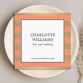 Elegant Faux Gold Stripes Beauty Consultant Vierkante Visitekaartje