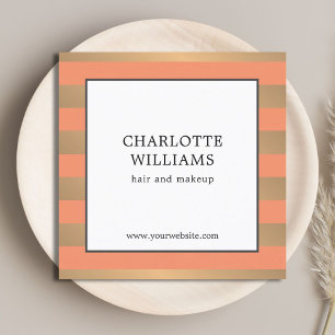 Elegant Faux Gold Stripes Beauty Consultant Vierkante Visitekaartje