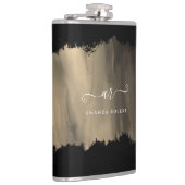 Elegant Faux Gold Stroke Monogramed Black Heupfles (Rechts)