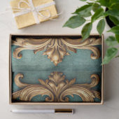 Elegant Faux Gold Teal Decoupage Tissuepapier (Geschenk)