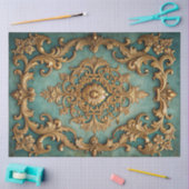 Elegant Faux Gold Teal Decoupage Tissuepapier (Craft)