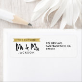 Elegant Faux Gold Toekomst Mr en Mrs Retouradres Etiket (Insitu)