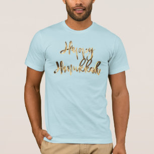 Elegant Faux Gold Typografie Happy Hanukkah T-shirt