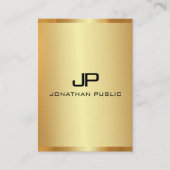 Elegant Faux Gold Vertical Initiaal Monogram Elega Visitekaartje (Voorkant)