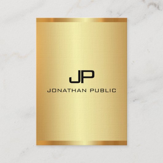 Elegant Faux Gold Vertical Initiaal Monogram Elega Visitekaartje (Voorkant)