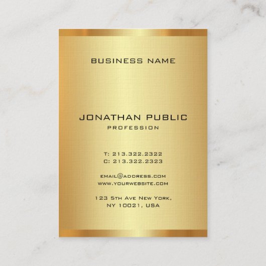 Elegant Faux Gold Vertical Initiaal Monogram Elega Visitekaartje (Achterkant)