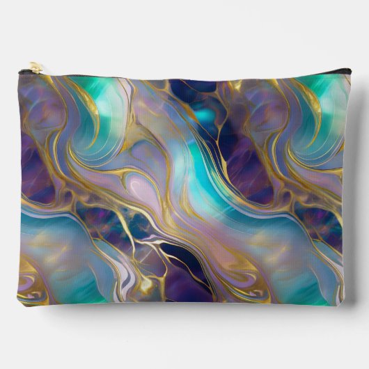 Elegant Faux Gold w Blauwgroen & Paarse Opal Stone Etui (Voorkant)