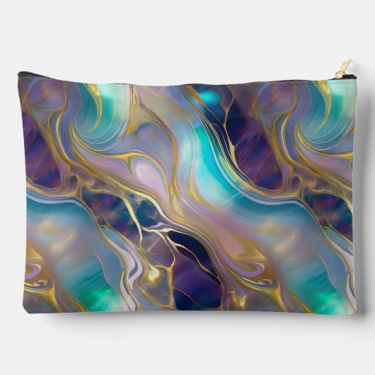 Elegant Faux Gold w Blauwgroen & Paarse Opal Stone Etui (Achterkant)