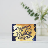 Elegant Faux Gold Waterverf Prettige feestdagen Visitekaartje (Staand voorkant)