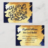 Elegant Faux Gold Waterverf Prettige feestdagen Visitekaartje (Voorkant / Achterkant)