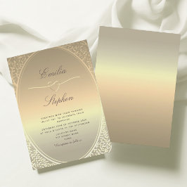 Elegant Faux Gold Wedding Invitation Kaart