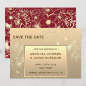 Elegant Faux Gold Wedding Save The Date (Voorkant / Achterkant)