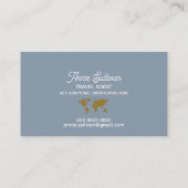 Elegant Faux Gold Wereldkaart Dusty Blue Visitekaartje (Achterkant)