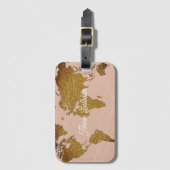 Elegant Faux Gold Wereldkaart Dusty Roos Reis Bagagelabel (Voorkant (verticaal))