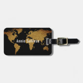Elegant Faux Gold Wereldkaart Travel Agent Bagagelabel (Voorkant horizontaal)