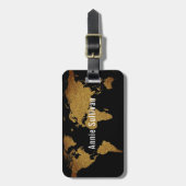 Elegant Faux Gold Wereldkaart Travel Agent Bagagelabel (Voorkant verticaal)