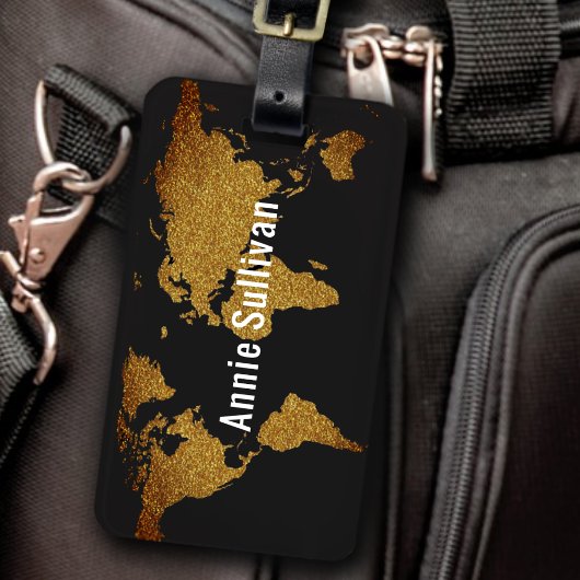 Elegant Faux Gold Wereldkaart Travel Agent Bagagelabel