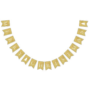 Elegant Faux Gold White kerst Vlaggetjes