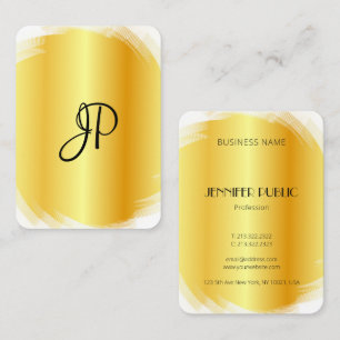 Elegant Faux Gold White Modern Monogram Sjabloon Visitekaartje