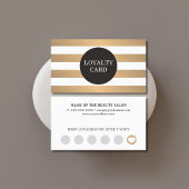 Elegant Faux Gold White Stripes Beauty Klantenkaartje
