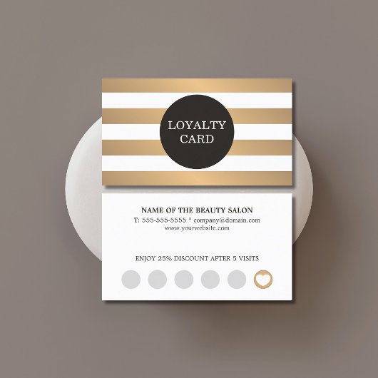 Elegant Faux Gold White Stripes Beauty Klantenkaartje