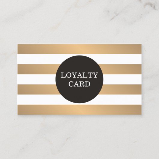 Elegant Faux Gold White Stripes Beauty Klantenkaartje (Voorkant)