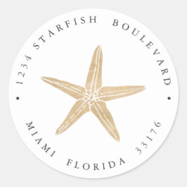 Elegant FAUX GOLD Zeester kust Retouradres Ronde Sticker