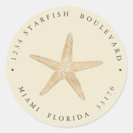 Elegant FAUX GOLD Zeester kust Retouradres Ronde Sticker