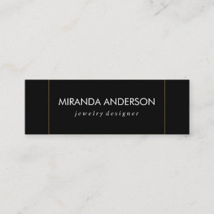 Elegant Faux Golden Border Black White Mini Visitekaartje