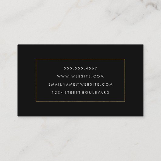 Elegant Faux Golden Border Black White Visitekaartje (Achterkant)